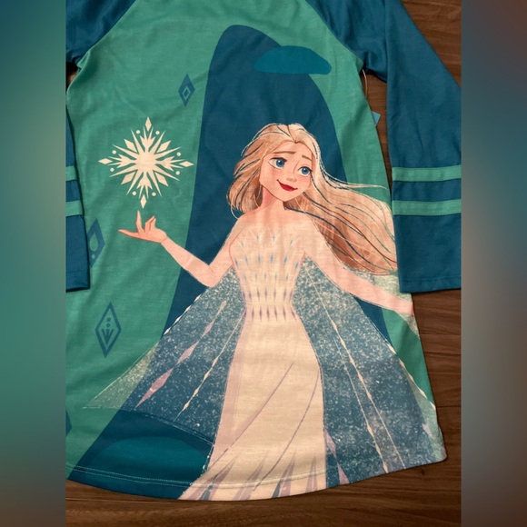 Disney Collection Long Sleeve Elsa Frozen Crew Neck Nightshirt gown size 5/6 - Picture 5 of 7